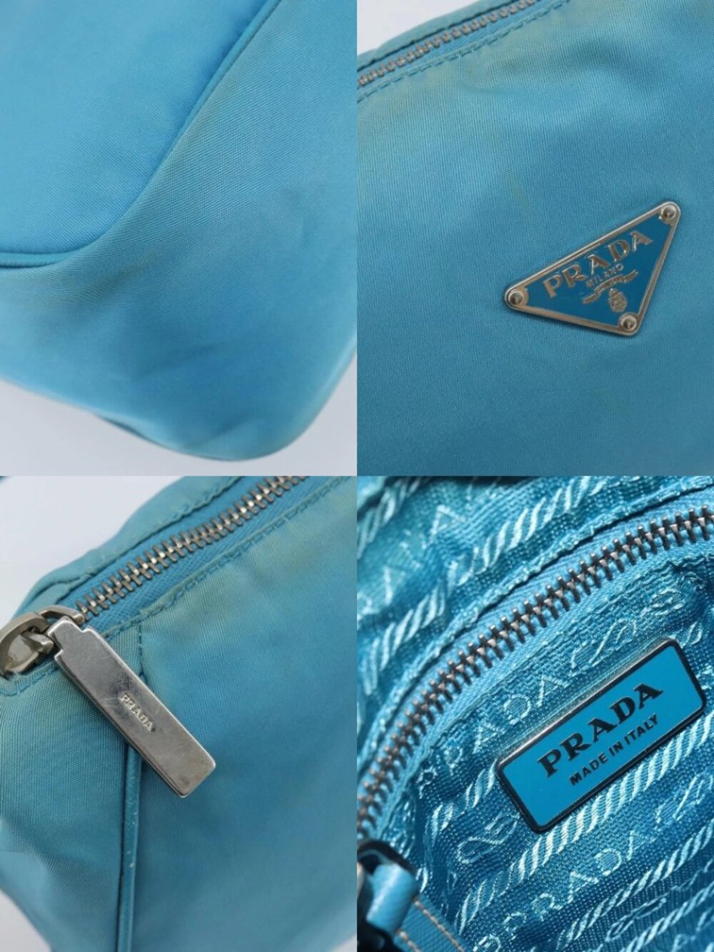 PRADA Shoulder Bag Nylon Light Blue Silver Auth LNZ298 - Picture 15 of 15